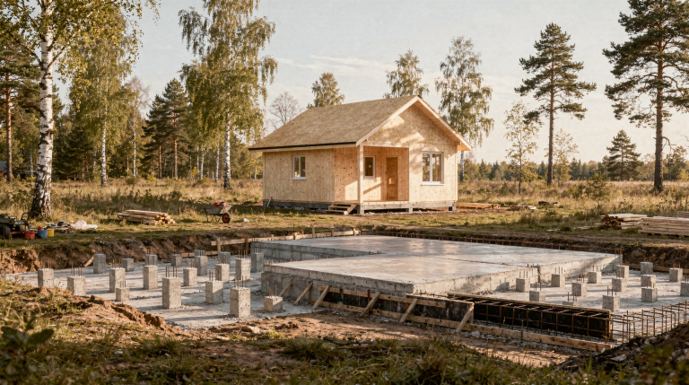 Выбор типа фундамента для дома выходного дня